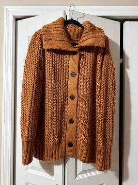 Sage the Label Ribbed Knit Button Down Cardigan — Burnt Orange L